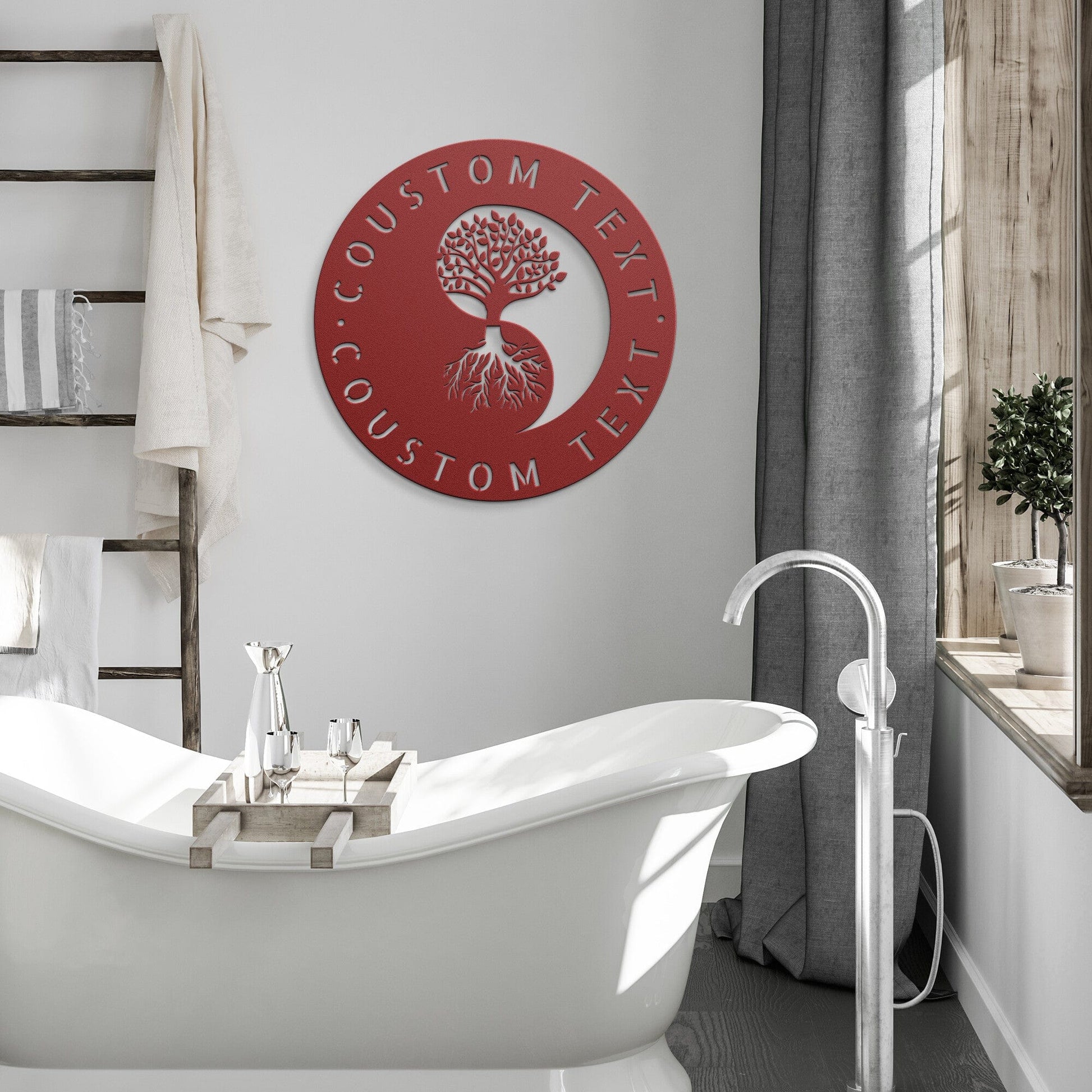 Wall Art Red / 12 Inch TREE OF LIFE SIGN - Personalized Family Tree Of Life Yin and Yang Sign