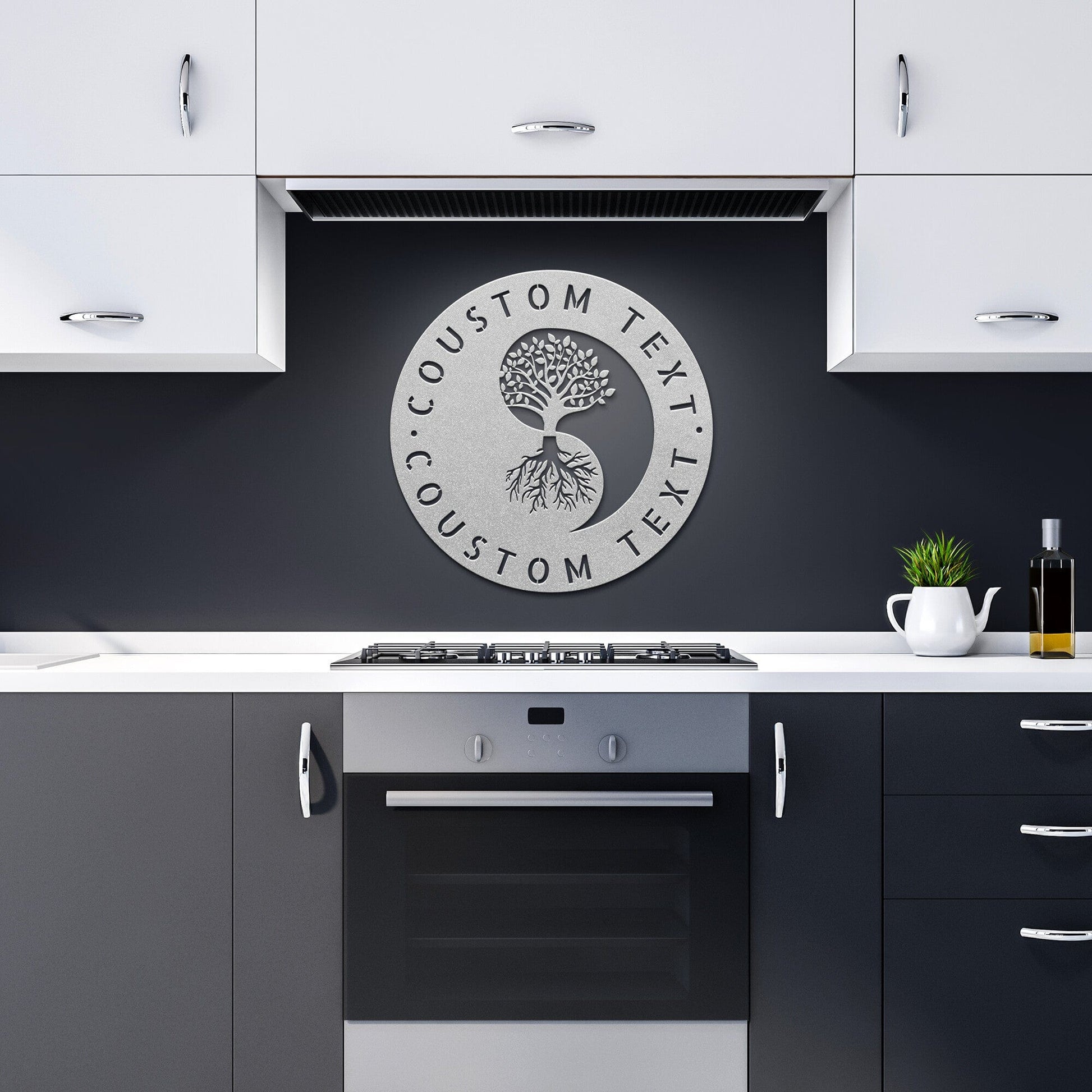 Wall Art Silver / 12 Inch TREE OF LIFE SIGN - Personalized Family Tree Of Life Yin and Yang Sign